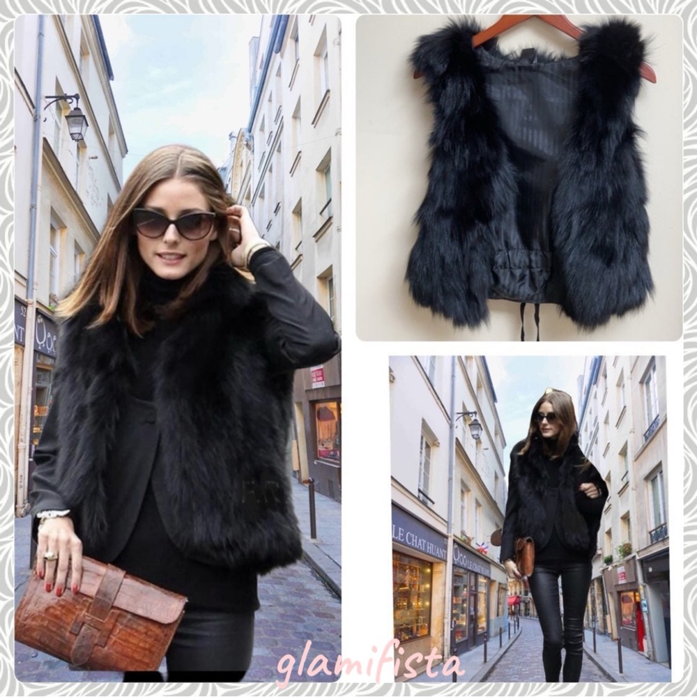 Black Real Fox Fur Cropped Vest Size S